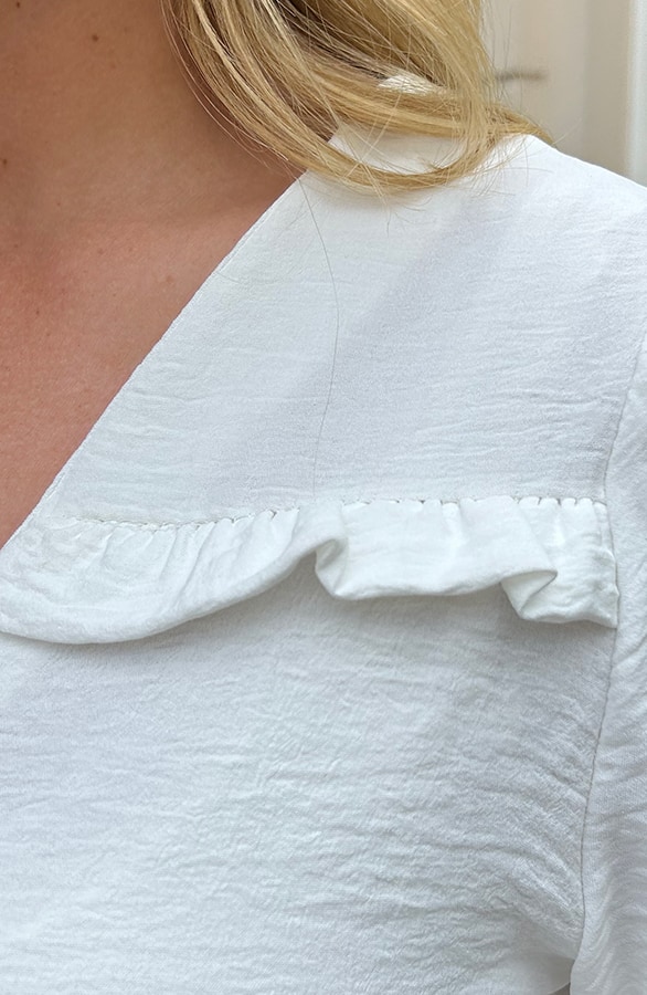 Ruffle Blouse Met Pofmouwen Ecru – blouses, foto 5