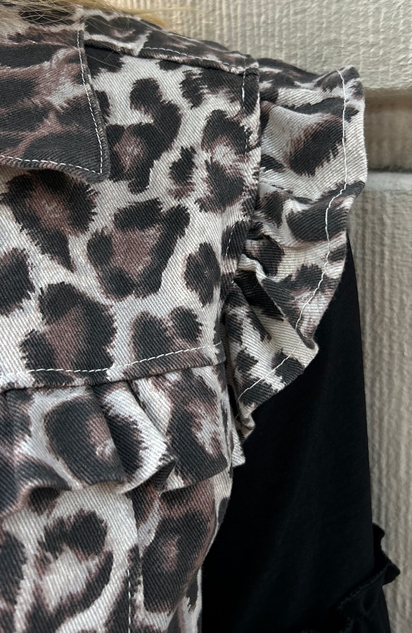 Ruffle Denim Gilet Leopard – shoparchief, foto 5
