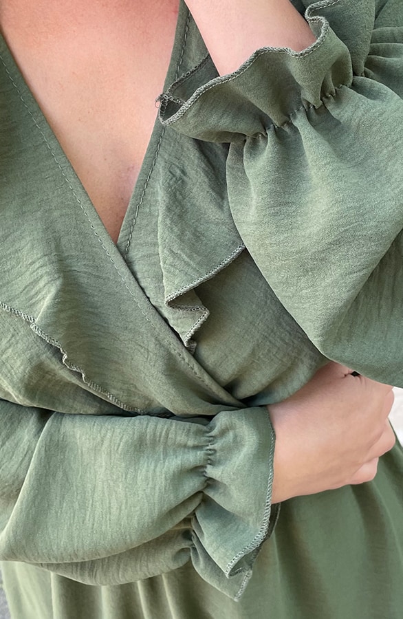 Ruffle V-hals Jurk Army – shoparchief, foto 5