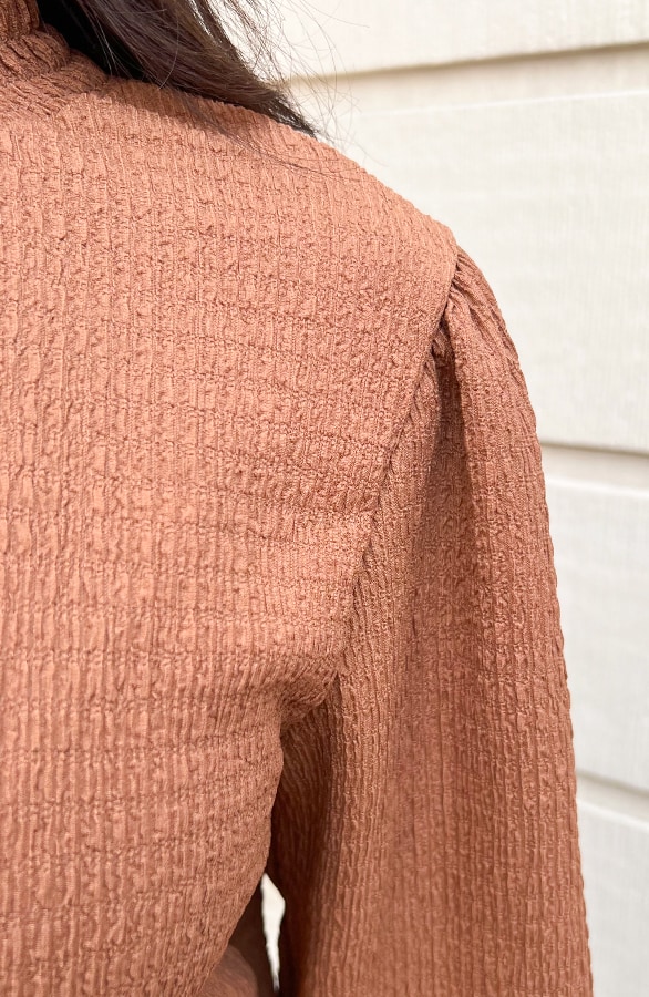Smocked Rollkragen Bluse Cognac, Shoparchiv, Foto 6