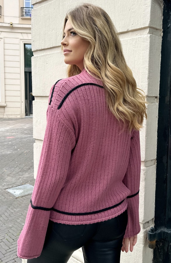Twist Detail Sweater Dust Roze – shoparchief, foto 5