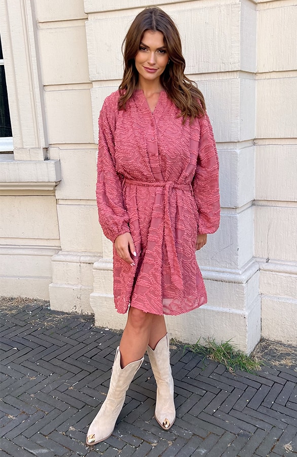 Vienna Jurk Met Wijde Mouwen Dust Roze – shoparchief, foto 5
