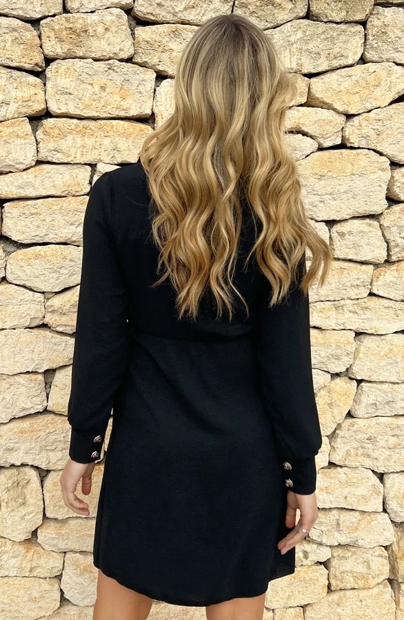 Wrap Dress Button Vegas Zwart – shoparchief, foto 3