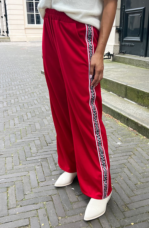 Yves Bies Straight Leg Pantalon Rood Leopard – shoparchief, foto 9