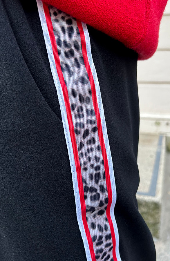 Yves Bies Straight Leg Pantalon Zwart Leopard – shoparchief, foto 11