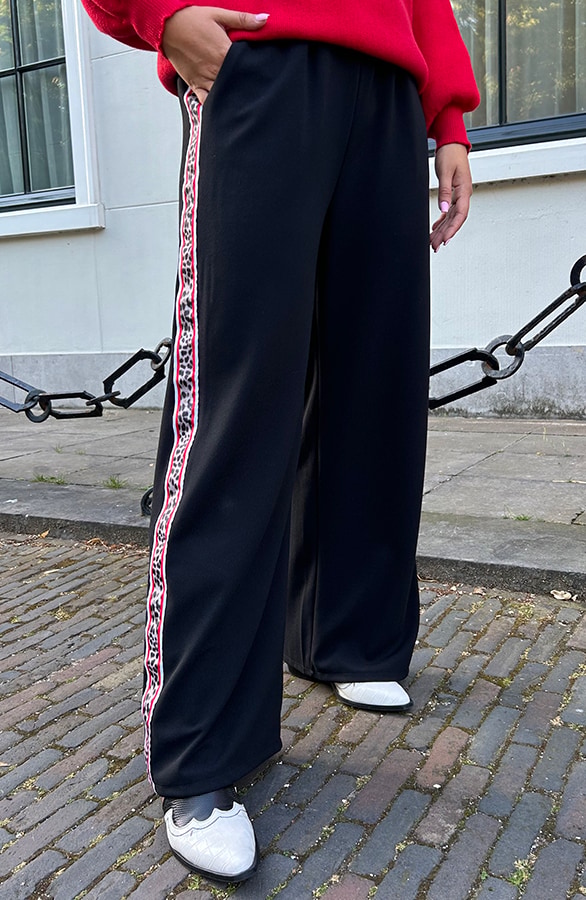 Yves Bies Straight Leg Pantalon Zwart Leopard – shoparchief, foto 6
