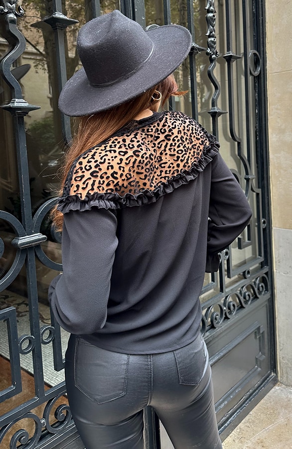 Leopard Blouse Met Kant – shoparchief, foto 3