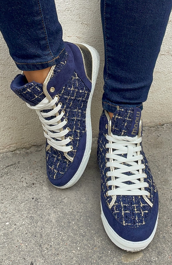 Bouclé Sneakers Goud Marine – shoparchief, foto 4
