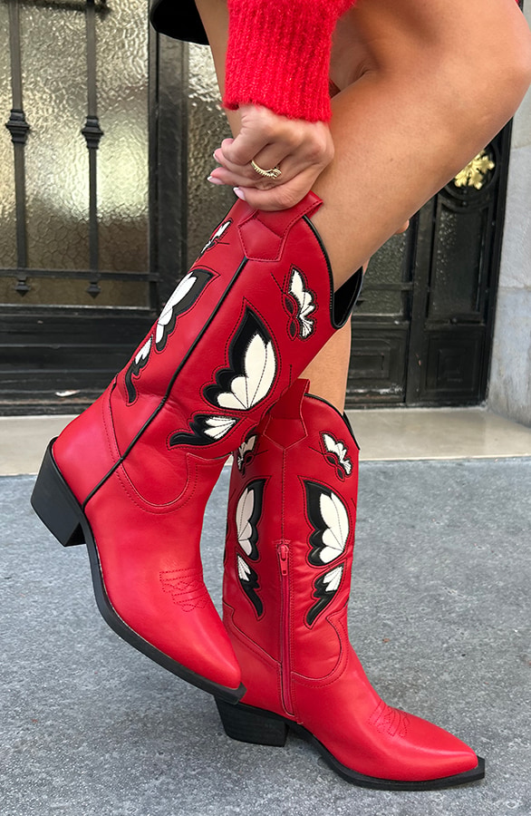 Cowboy Boots Butterfly Red – shoparchief