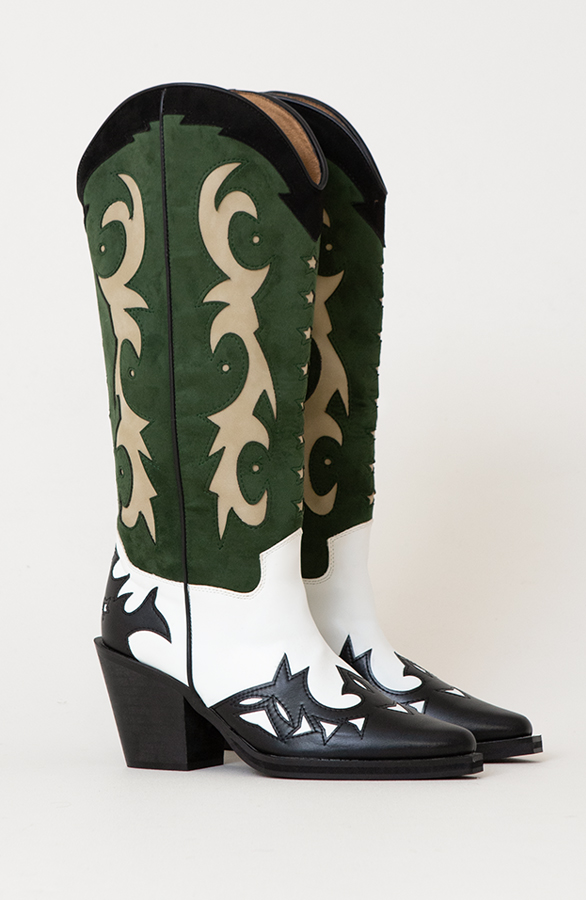 Cowboy Boots Detailed Groen – shoparchief