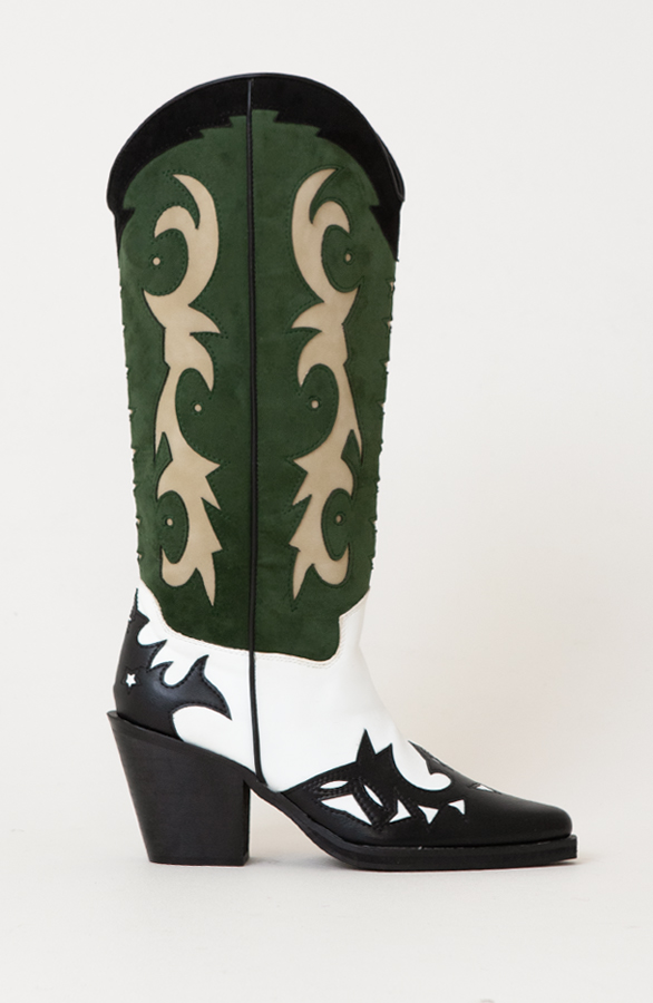 Cowboy Boots Detailed Groen – shoparchief, foto 7