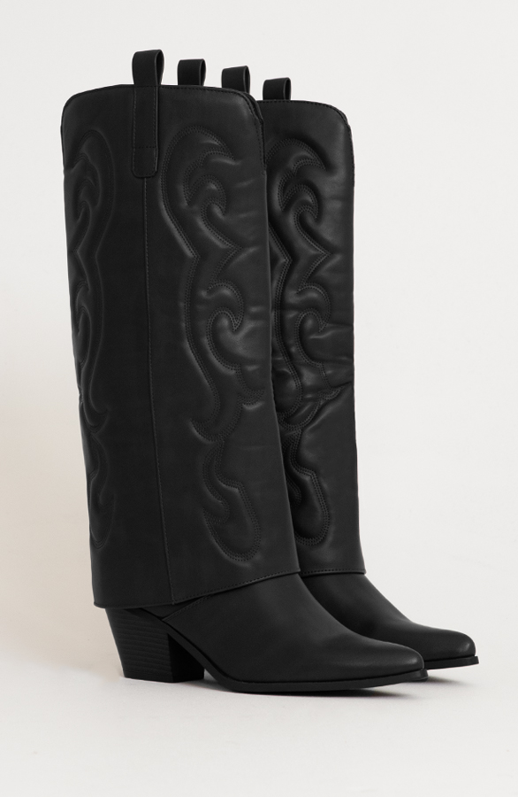 Cowboy Boots Leather Zwart – shoparchief, foto 3