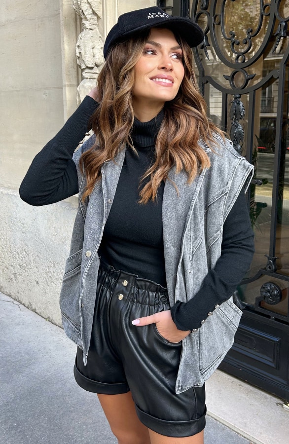Denim Detailed Gilet Grijs – shoparchief