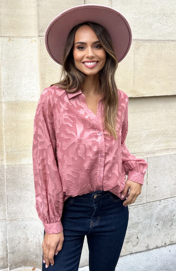 Detailed Blouse Dust Roze – shoparchief, foto 5