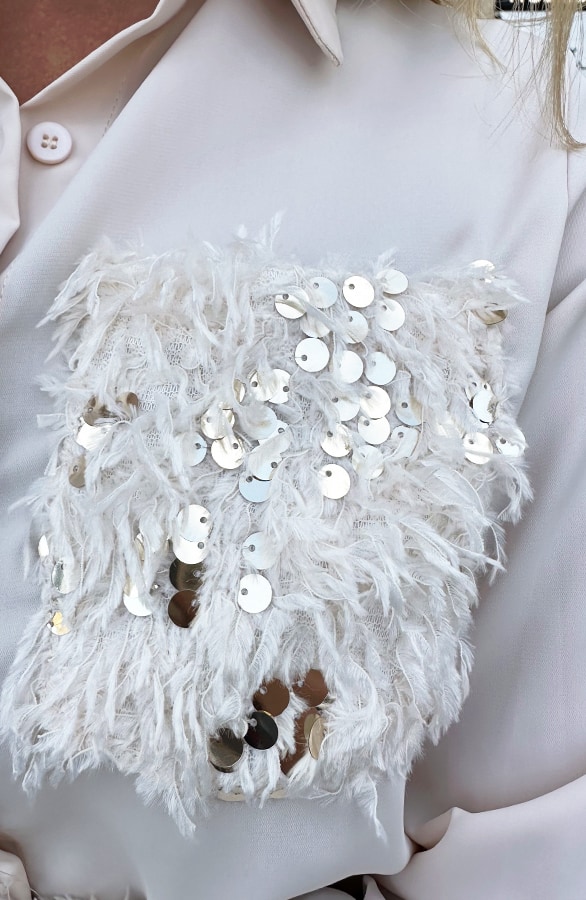 Feather Pocket Blouse Beige – shoparchief, foto 7