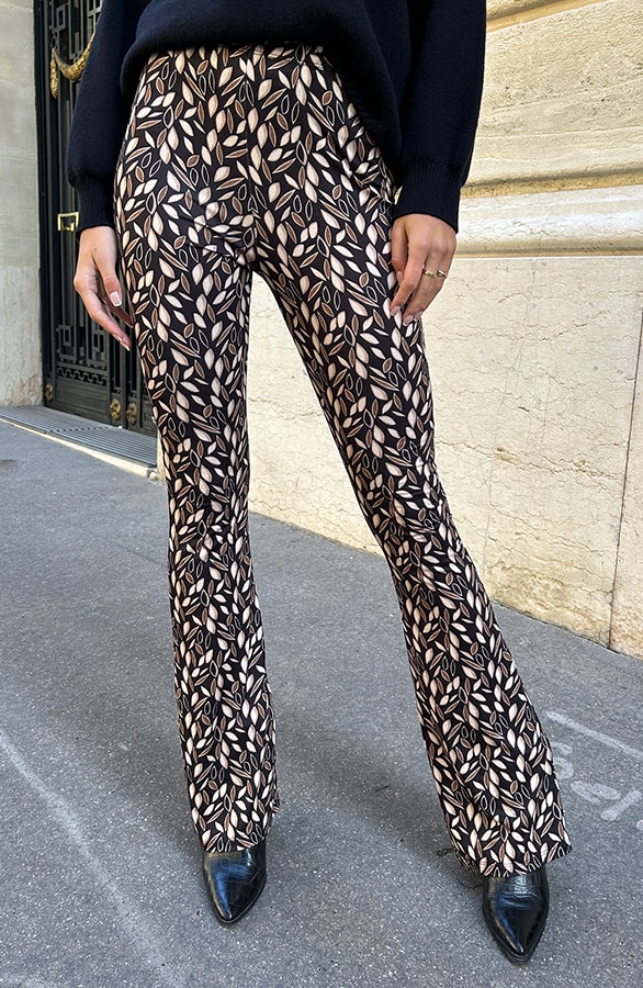Flared Broek Print Zwart Camel – shoparchief, foto 2