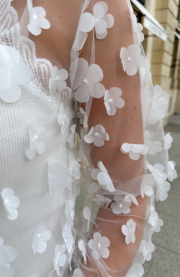 Floral Mesh Blouse Off White – shoparchief, foto 5