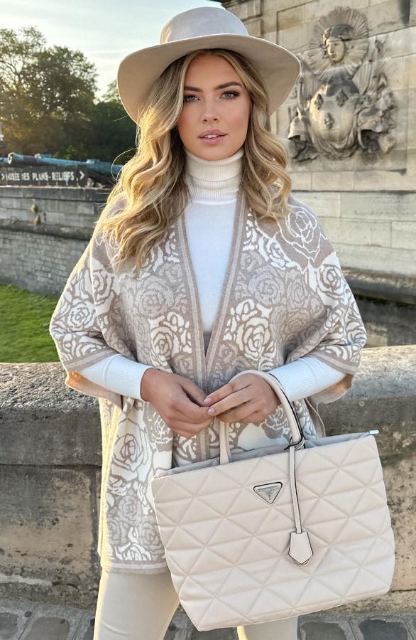 Floral Poncho Beige – shoparchief, foto 2