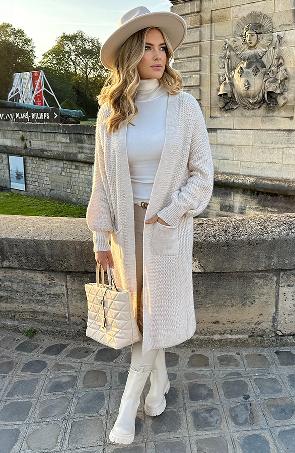 Gebreid Vest Met Zakken Beige – vesten