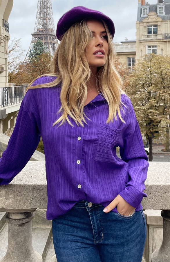 Laurent Blouse Dark Purple – shoparchief, foto 4