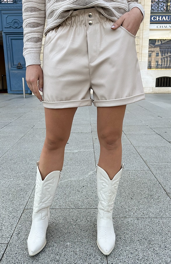Leather Short Beige – shoparchief, foto 6