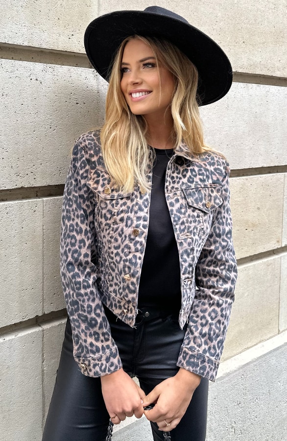 Leopard Denim Jacket Bruin – shoparchief, foto 9