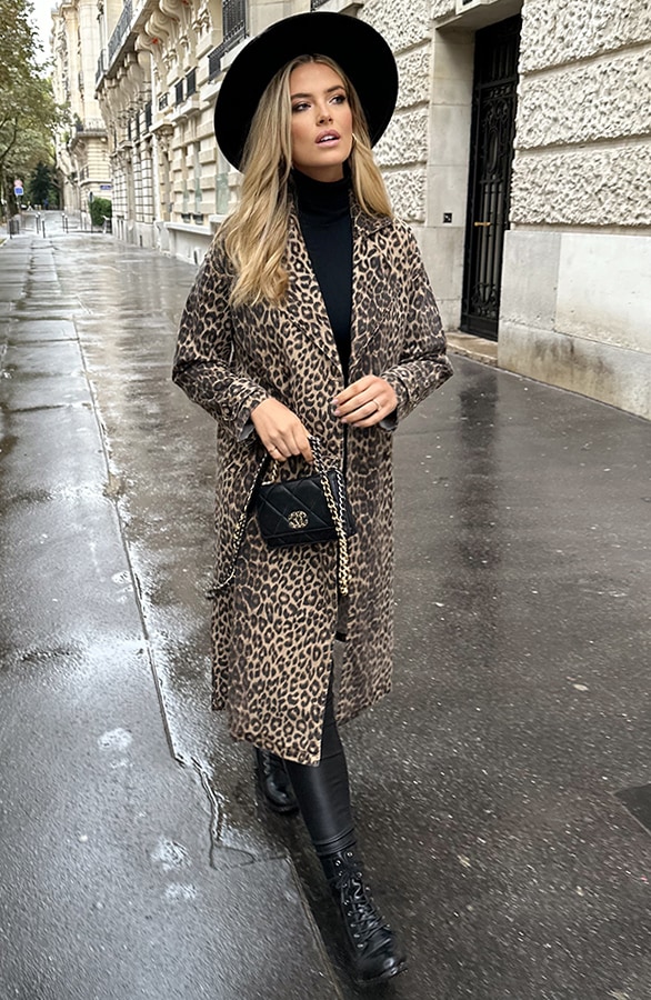 Leopard Denim Trenchcoat Bruin – shoparchief