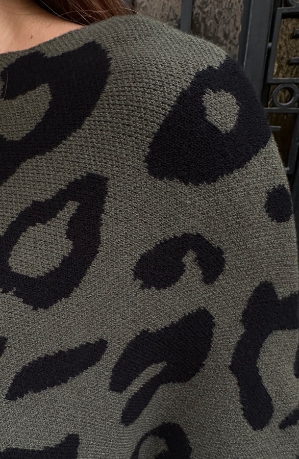 Leopard Oversized Pullover Armeegrün, Shoparchiv, Foto 5