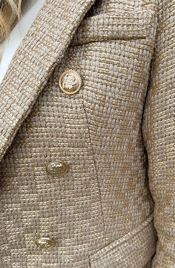 Luxury Boucle Blazer Goud – vesten, foto 6