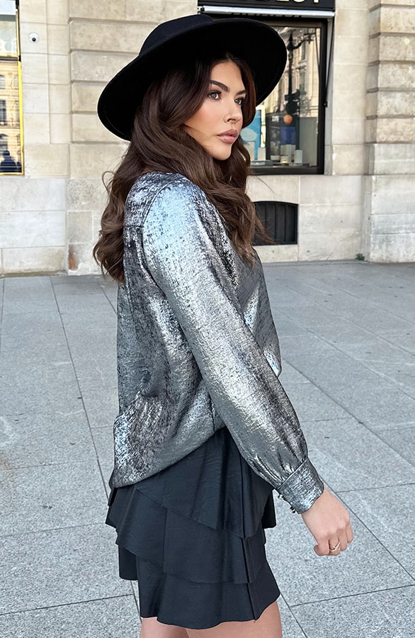 Marant Blouse Metallic Zilver – shoparchief, foto 3