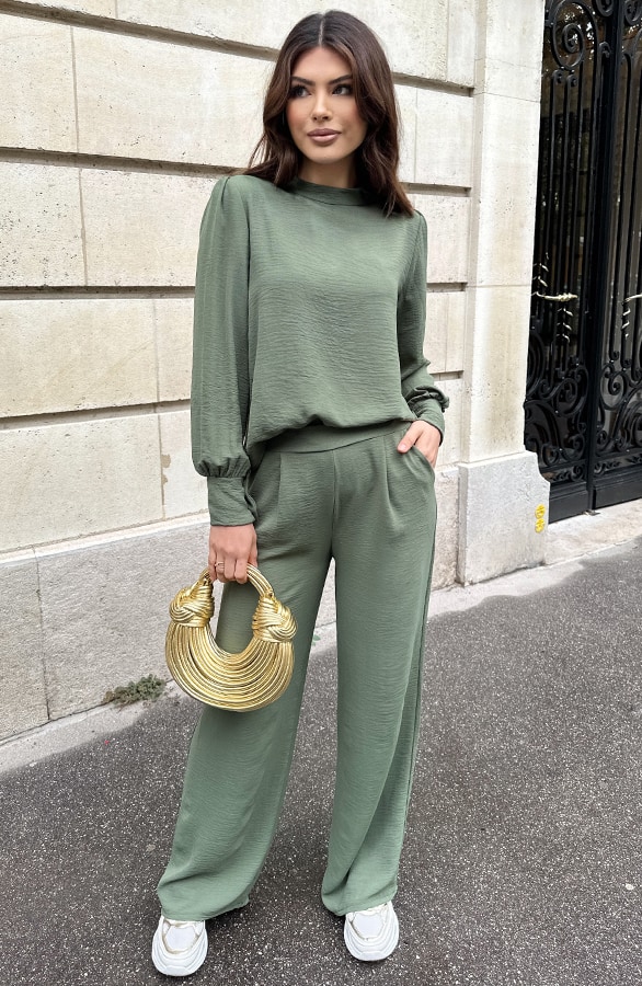 Mila Blouse Long Sleeve Army – alle kleding, foto 7