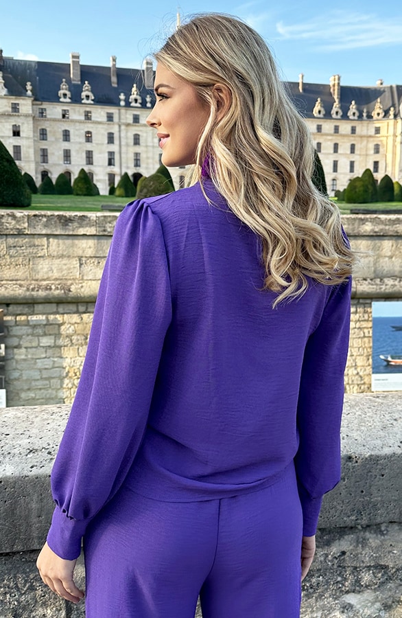 Mila Blouse Long Sleeve Dark Purple – alle kleding, foto 3