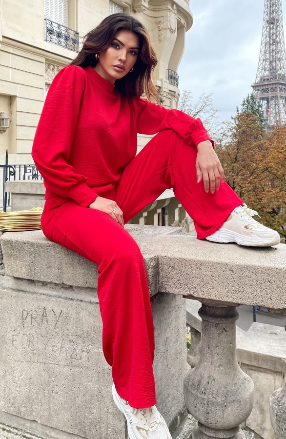 Mila Blouse Long Sleeve Rood – shoparchief, foto 8