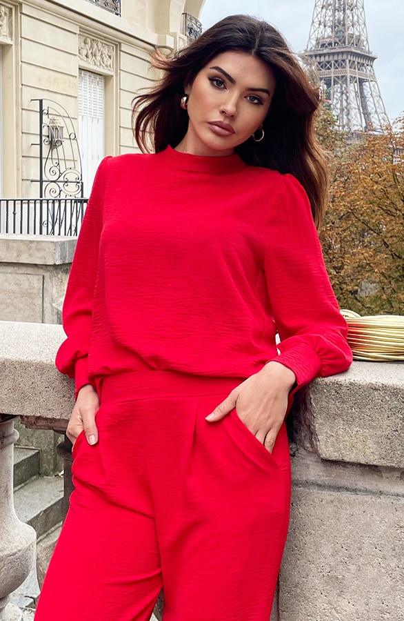 Mila Blouse Long Sleeve Rood – shoparchief