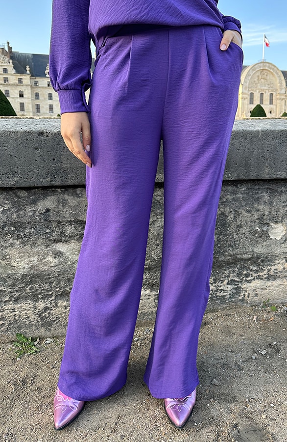 Mila Pantalon Dark Purple Tall – broeken