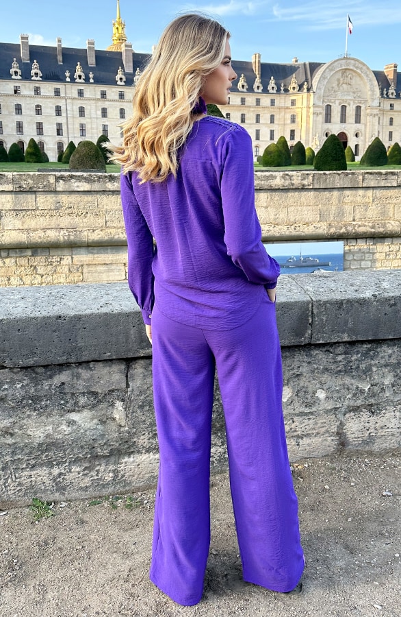 Mila Pantalon Dark Purple Petite – broeken, foto 3