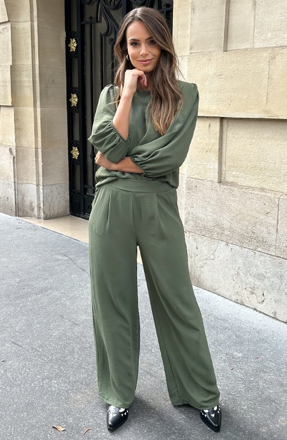 Mila Puff Sleeve Top Army – shoparchief, foto 9