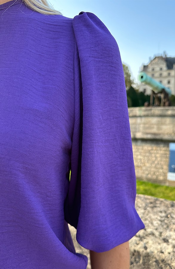 Mila Puff Sleeve Top Dark Purple – shoparchief, foto 5