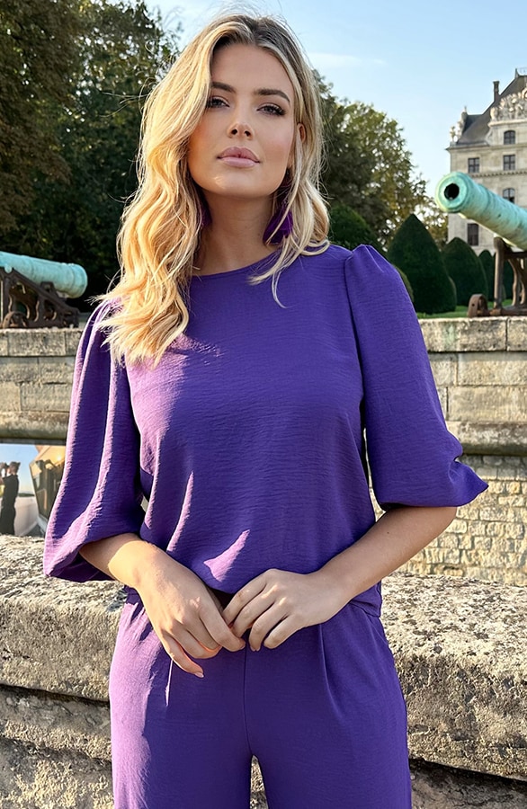 Mila Puff Sleeve Top Dark Purple – shoparchief, foto 6