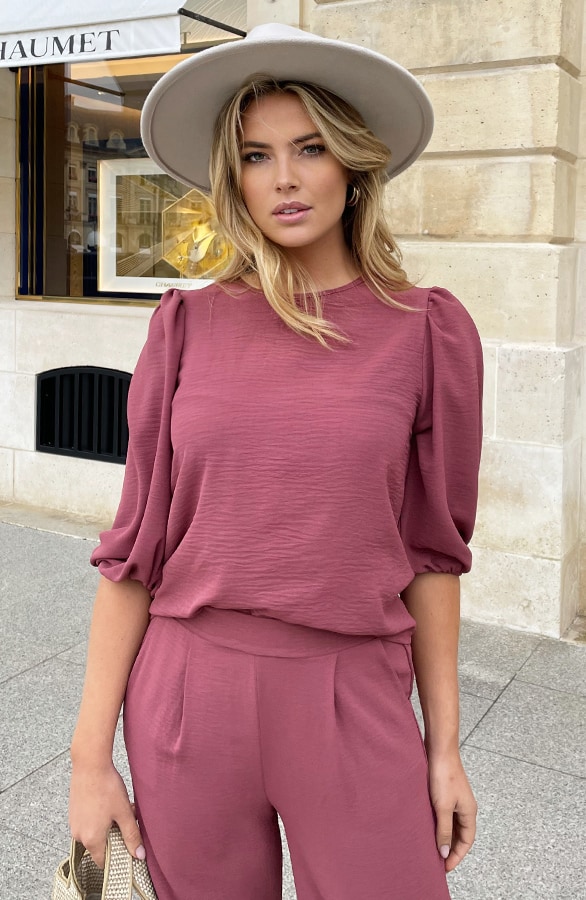 Mila Puff Sleeve Top Dust Pink – shoparchief, foto 4