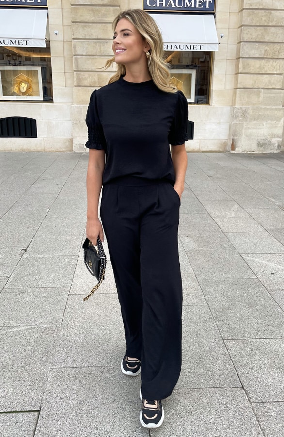 Mila Puff Sleeve Top Zwart – tops, foto 5