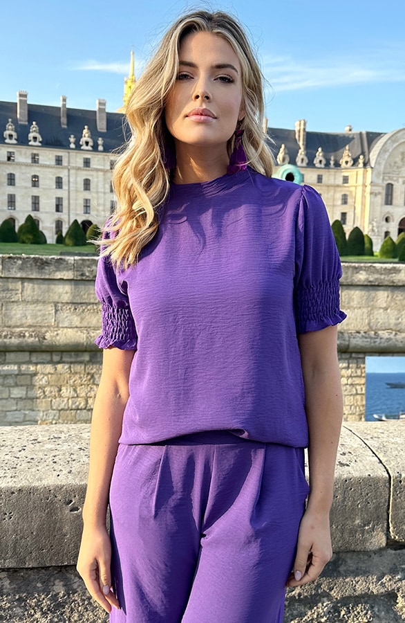 Mila Short Sleeve Top Dark Purple – shoparchief