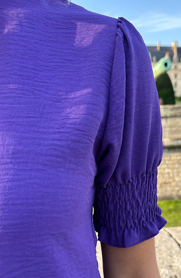 Mila Short Sleeve Top Dark Purple – shoparchief, foto 6