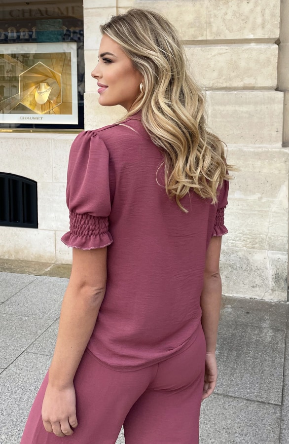 Mila Short Sleeve Top Dust pink – shoparchief, foto 3