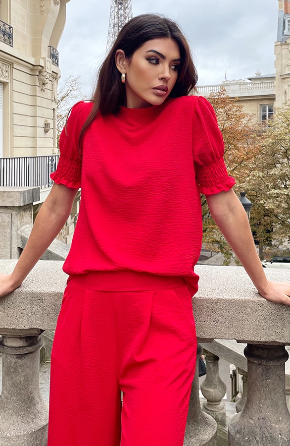Mila Short Sleeve Top Rood – shoparchief, foto 3