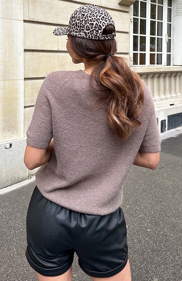 Oversized Soft Trui Korte Mouw Choco – shoparchief, foto 3
