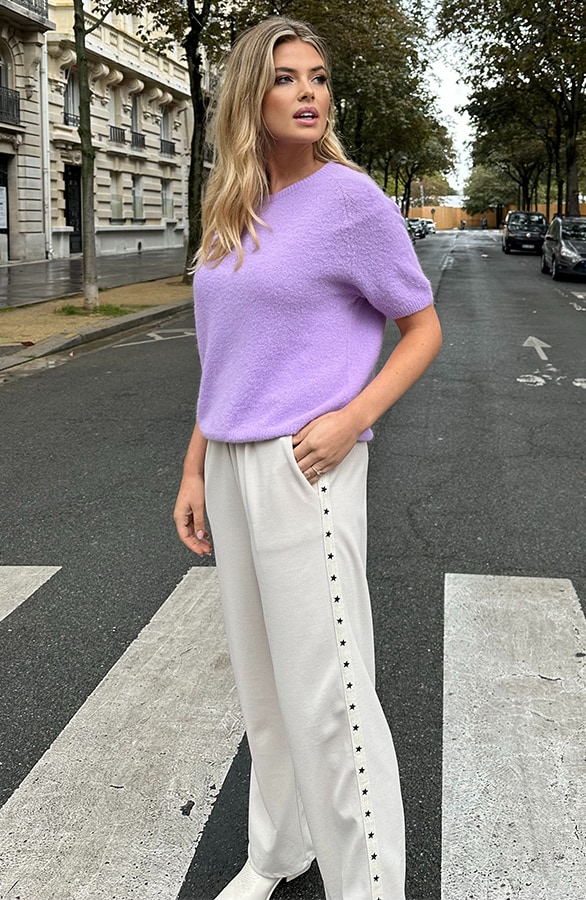 Oversized Soft Pullover Kurzarm Lila, Tops, Foto 5