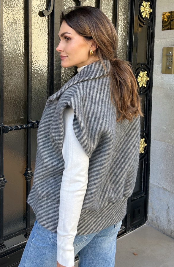 Oversized Woven Gilet Grijs – shoparchief, foto 8