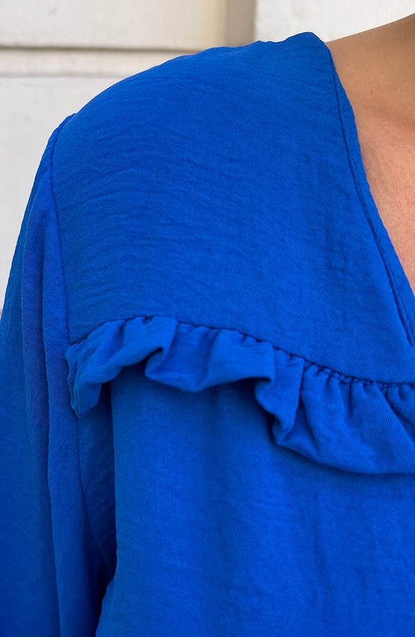Ruffle Blouse Met Pofmouwen Kobalt – shoparchief, foto 7