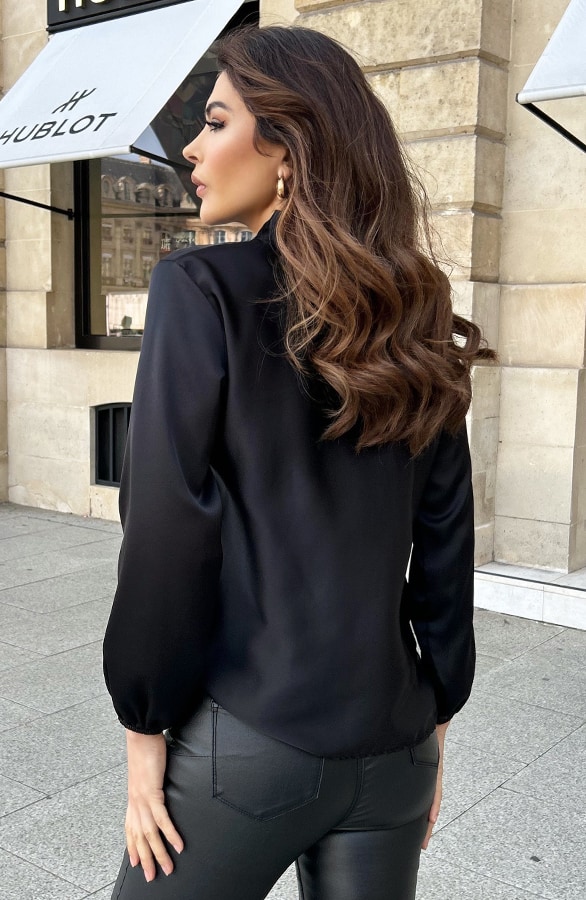 Satijnen Strik Blouse Zwart 2.0 – shoparchief, foto 3